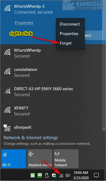how to delete wifi profile in windows 10